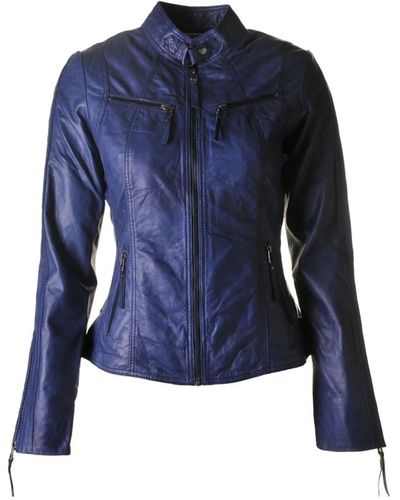 Btfcph Biker jacket leather 10245 - Azul