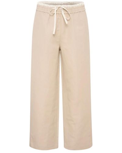 Karen By Simonsen Pantalones de lino y algodón relajados - Neutro