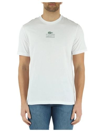 Lacoste T-shirt regular fit in cotone con stampa logo a rilievo - Bianco