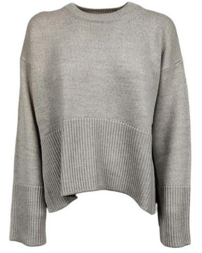 Dondup E Sweaters mit Box Fit und gerippten Kanten - Grau