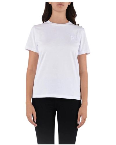 Dondup Magliette in jersey di cotone con logo d ricamato - Bianco