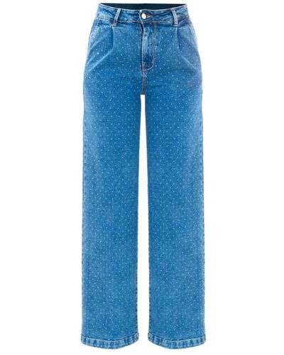 Kocca Jeans con pinces e fantasia a pois - Blu