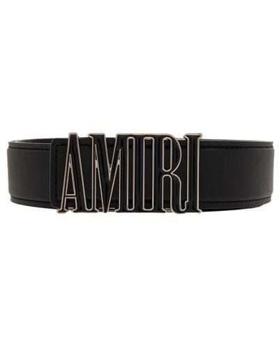 Amiri Leather belt with logo - Noir