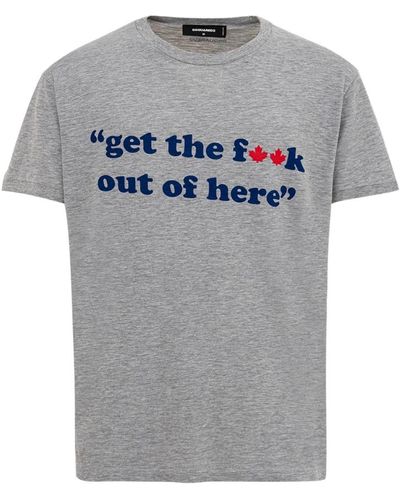 DSquared² T-shirt in cotone con stampa 'get the f**k..' - Grigio