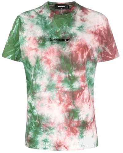 DSquared² Bunt gemustertes t-shirt mit kurzen ärmeln - Grün