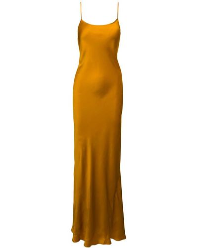 Victoria Beckham Abito lungo arancione con spalline sottili - Metallizzato