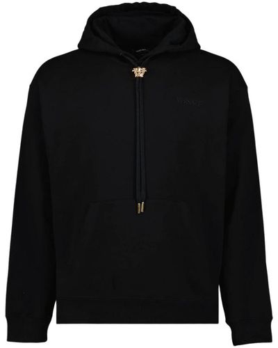 Versace Langarm-hoodie mit gesticktem logo,la medusa hoodie - Schwarz