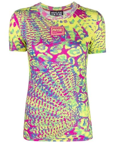 Versace T-shirt in cotone con stampa astratta - Multicolore