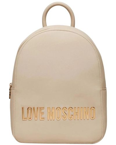 Love Moschino Ivory synthetischer rucksack mit gold metall details - Natur