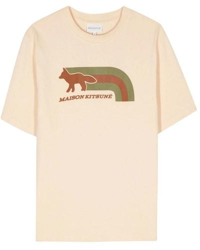 Maison Kitsuné Fuchsmotiv baumwoll t-shirt - Natur