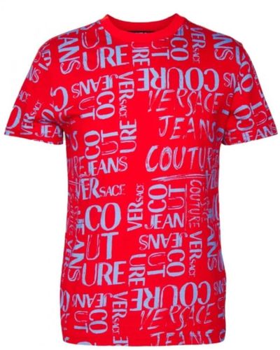 Versace Magliette rossa con stampa logo per uomo - xl - Rosso