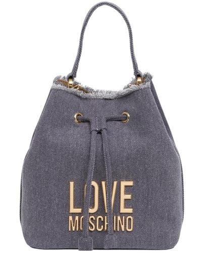 Love Moschino Logo bucket bag con tracolla regolabile - Blu