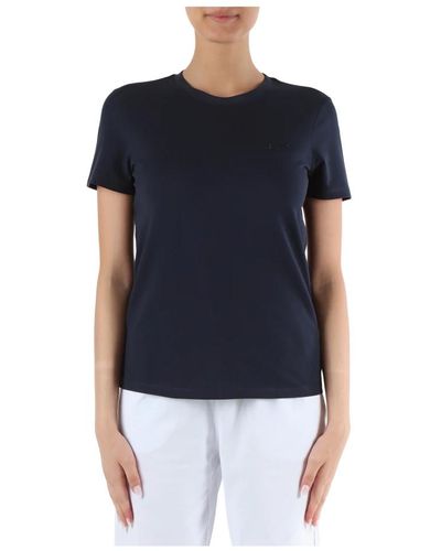 Sun 68 T-shirt in cotone piquet con logo in strass - Blu