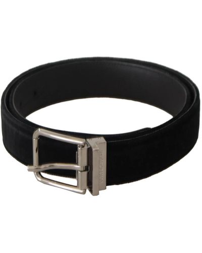 Dolce & Gabbana Cintura in velluto nero con fibbia in metallo