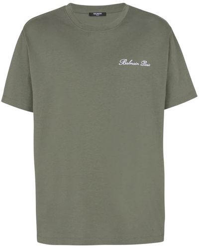 Balmain Lockeres t-shirt mit signatur-stickerei - Grün