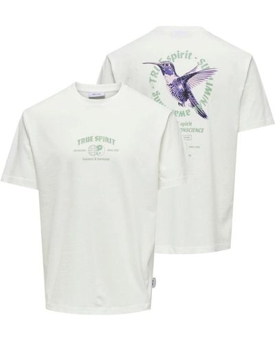 Only & Sons Locker geschnittenes grafik-t-shirt - Weiß