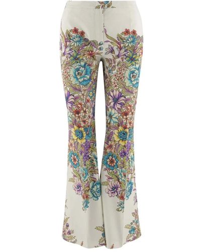 Etro Pantalones de algodón con motivo floral marfil multi - Gris