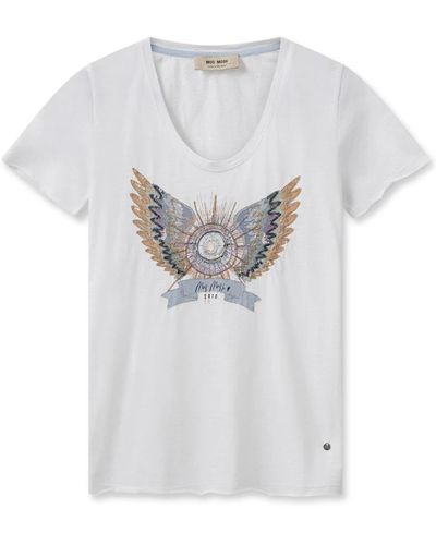 Mos Mosh T-shirt mit grafischem druck und perlen und pailletten - Weiß
