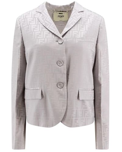 Fendi Blazer de satén con motivo ff - Gris