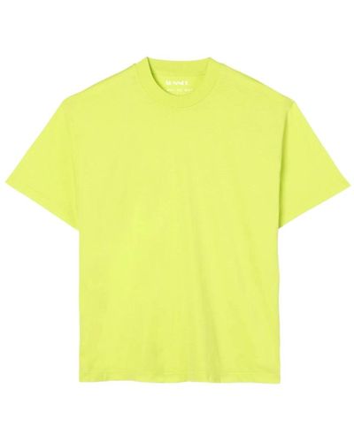 Sunnei Säuregrünes baumwoll-t-shirt mit bügellogos - Gelb