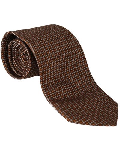 Dolce & Gabbana Lusso cravatta di seta marrone a motivi