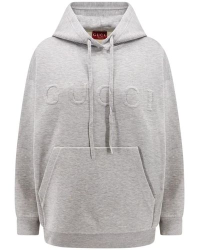 Gucci Kapuzenpullover mit geprägtem logo - Grau