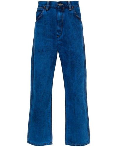 Vivienne Westwood Jeans in denim acid wash con bottoni con logo - Blu