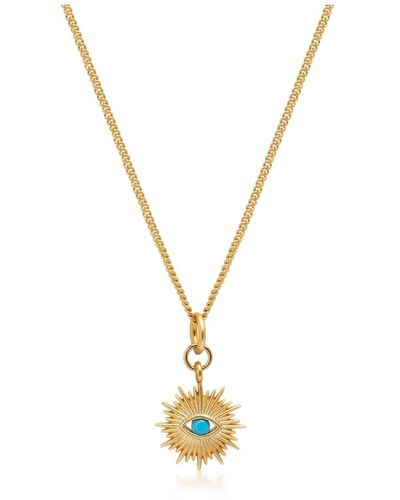 Nialaya Necklace with Mini Evil Eye Pendant - Mettallic