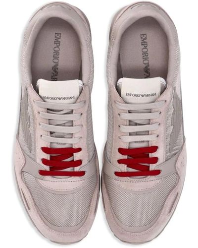 Emporio Armani Beige sneakers mit pinkem panel design - Mehrfarbig