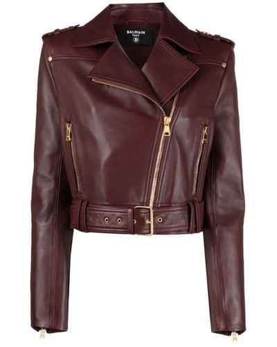 Balmain Leather jackets,schwarze bekleidung aw23 - Braun