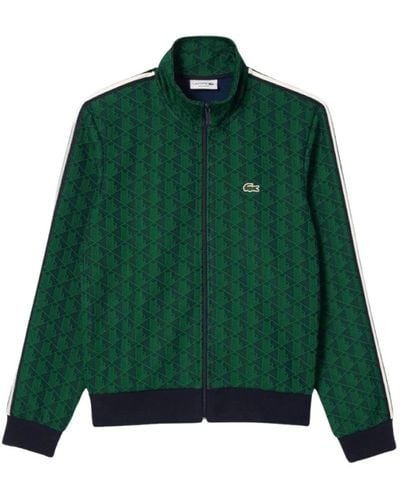 Lacoste Paris jacquard monogramm reißverschluss sweatshirt - Grün