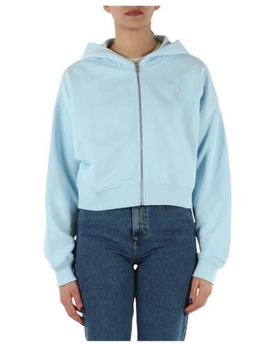 Calvin Klein Sudadera con capucha y cremallera de mezcla de algodón - Azul