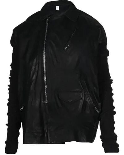 Rick Owens Leather Jackets - Black
