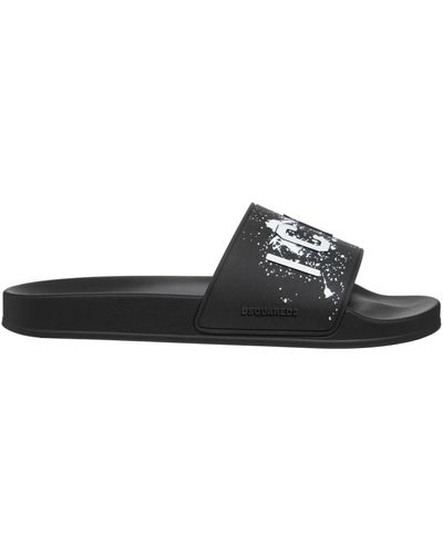 DSquared² Schwarze gummiband sandalen,gemusterte slides