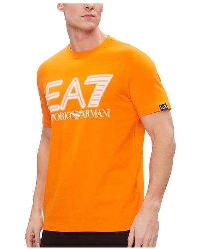 EA7 Tiger t-shirt mit logo-druck - Orange