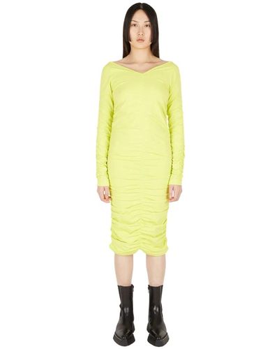 Helmut Lang Kleid mit mittlerer länge geräumt - Gelb