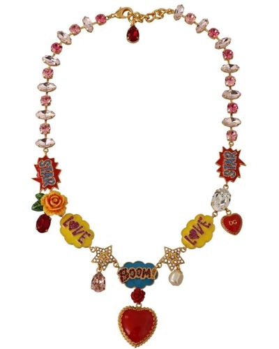 Dolce & Gabbana Handbemalter charme-halskette mit kristallen & elementen - Braun