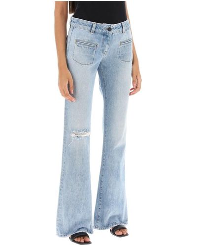 Palm Angels Jeans bootcut vintage con dettagli strappati - Blu