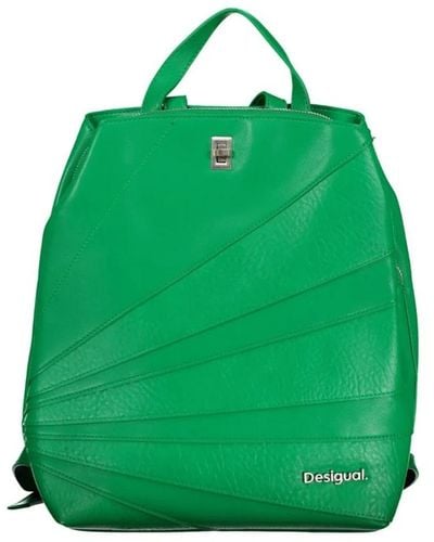 Desigual Grüner polyethylen-rucksack mit mehreren fächern
