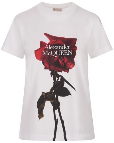 Alexander McQueen Shadow rose print crew-neck t-shirt - Weiß
