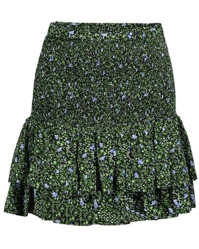 Michael Kors Georgette mini skirt with smock stitch and floral print - Verde