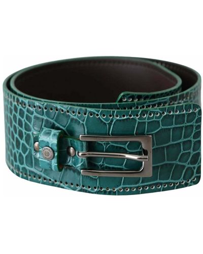 Ermanno Scervino Genuine faux crocodile buckle belt - Azul