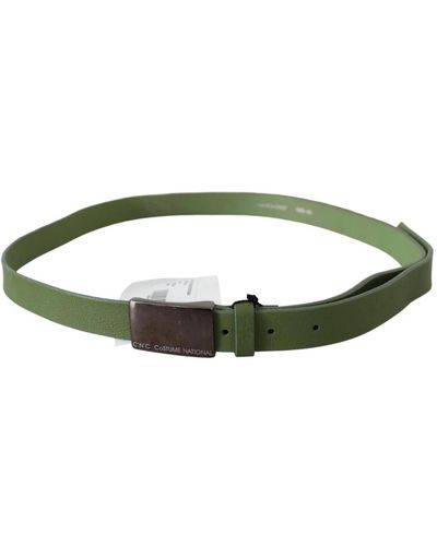 CoSTUME NATIONAL Green leather silver buckle waist men belt - Vert