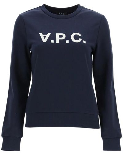 A.P.C. Logo sweatshirt aus loopback baumwolljersey - Blau