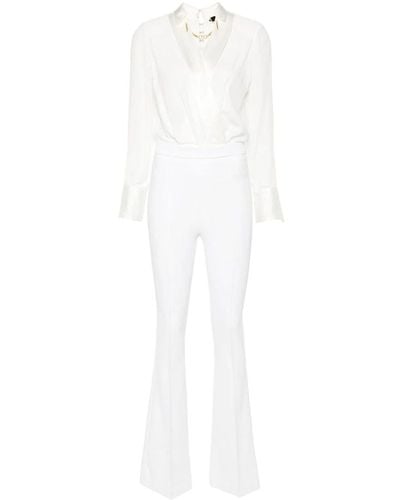 Elisabetta Franchi Tuta in seta bianca con dettagli a maglia - Bianco