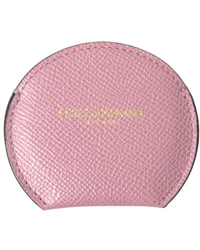 Dolce & Gabbana Porta specchio a mano in pelle rosa