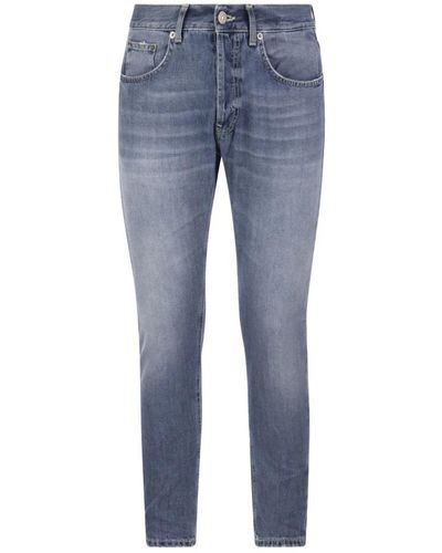 Dondup Carrot fit jeans mit ikonischem metalllogo - Blau