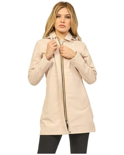 K-Way Single-Breasted Coats - Natural