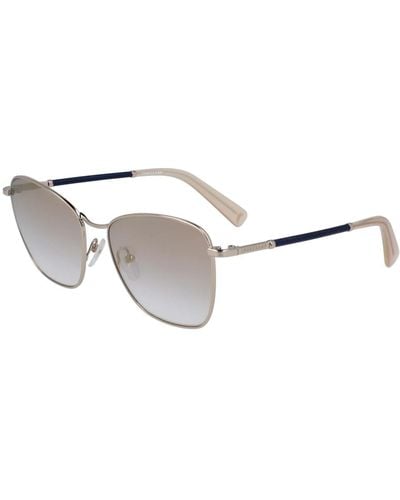 Longchamp Flash oro blu pelle occhiali - Metallizzato