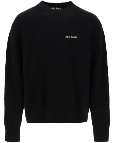 Palm Angels Sweater mit gesticktem logo aus merinowollmischung - Schwarz